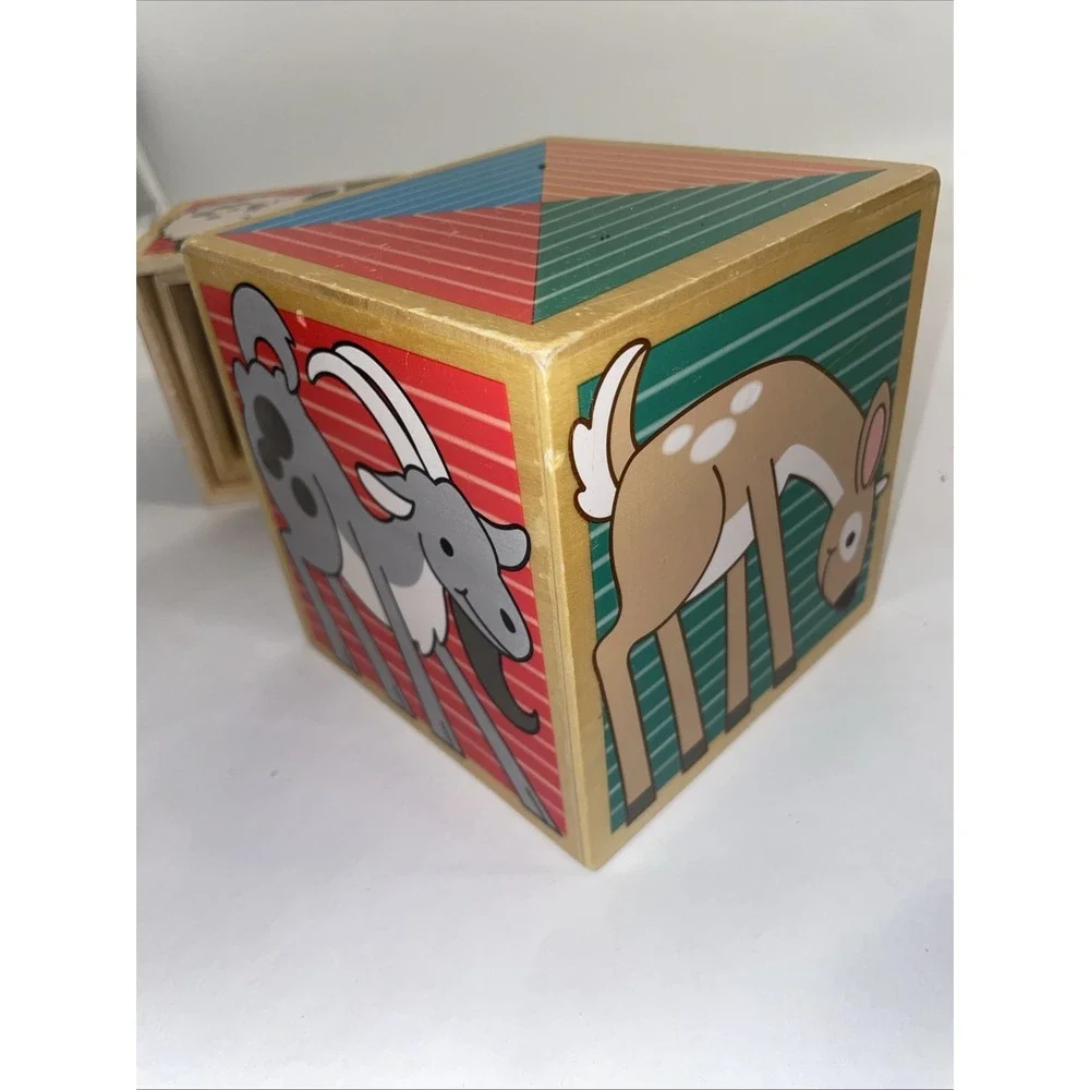 Melissa Doug ANIMAL NESTING BLOCKS Classic Wooden Toys Includes 4 Blocks VTG
